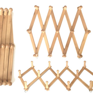 Factory wholesale Excellent Quality 13 Pegs Expandable Wall Mounted bamboo Coat Rack