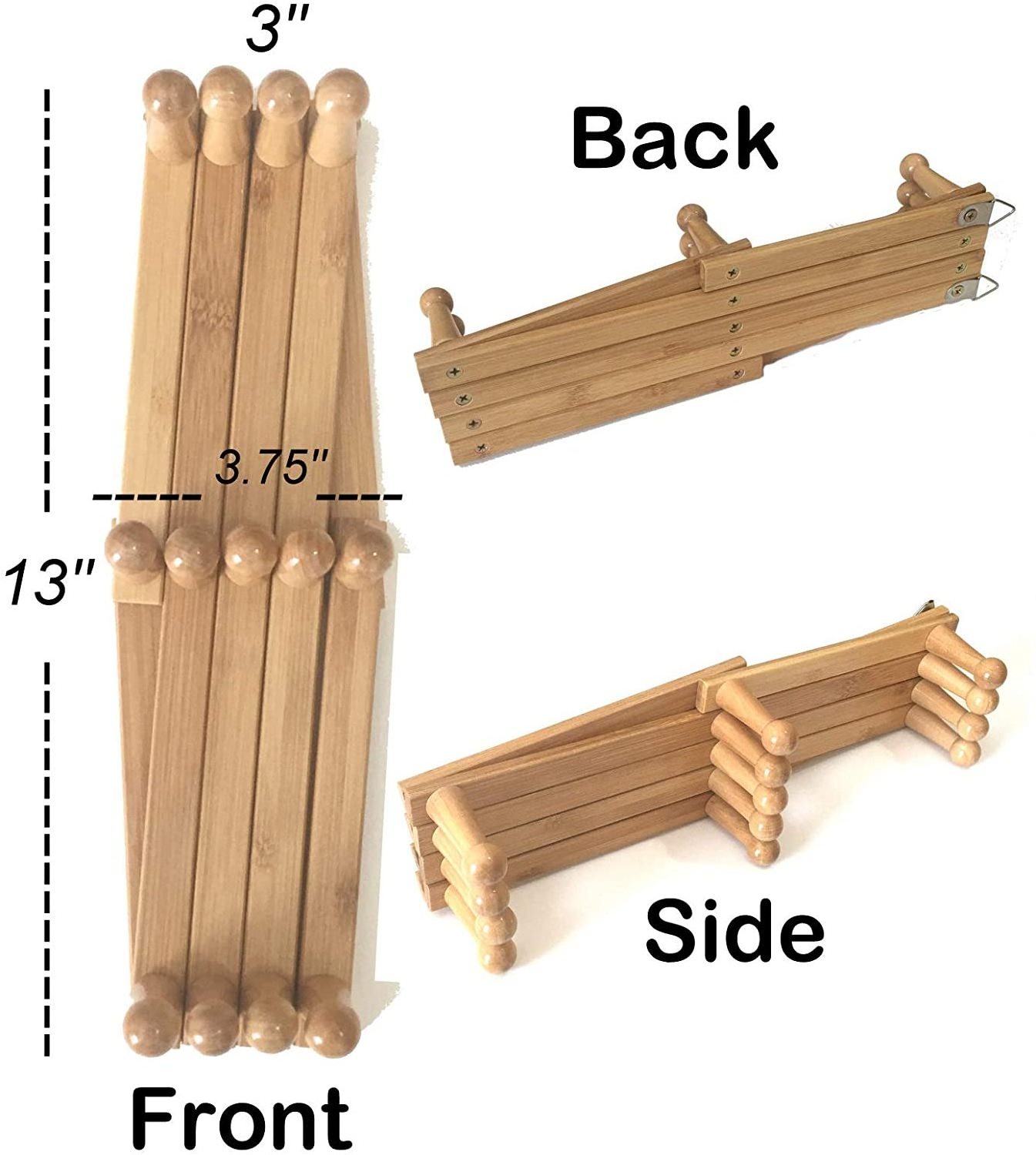 Factory wholesale Excellent Quality 13 Pegs Expandable Wall Mounted bamboo Coat Rack