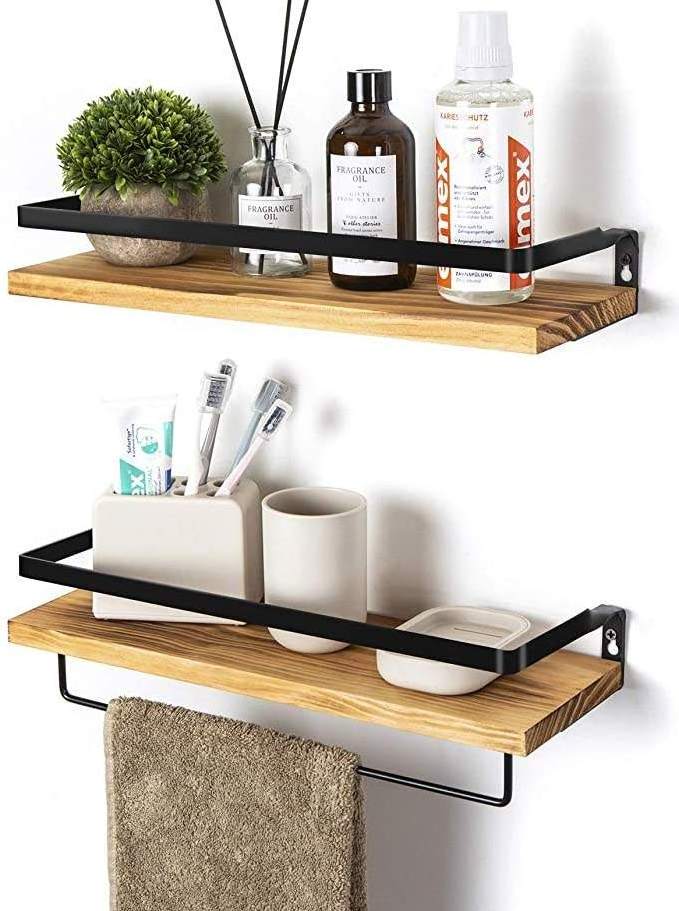 soportes y estantes para almacenamiento wall mounted storage organizer Floating Shelves Bamboo Bathroom Wall Shelf