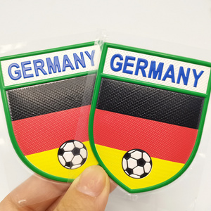 High Quality Custom Sport Rubber Patch Flag Design 3D Embossed Heat Press Logo TPU Patches for Clothing