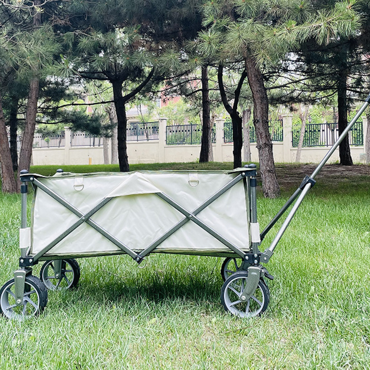 Factory wholesale Customized outdoor Wide tire Collapsible Utility beach Folding camping trolley with table