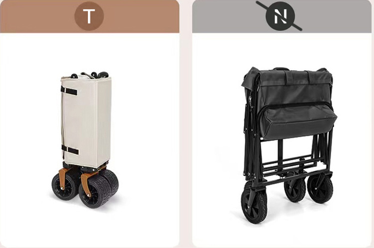 Factory wholesale Customized outdoor Wide tire Collapsible Utility beach Folding camping trolley with table