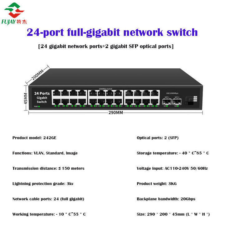 24 Port L2  Ethernet Network Switch With 2 Sfp Port  Poe Switch Gigabit