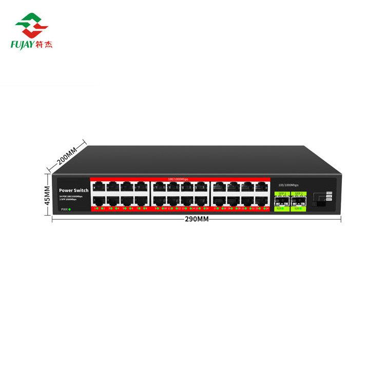 24 Port Ethernet Poe Switch Network Switch With 2*1000m Optical Fiber Port Non-managed Switch