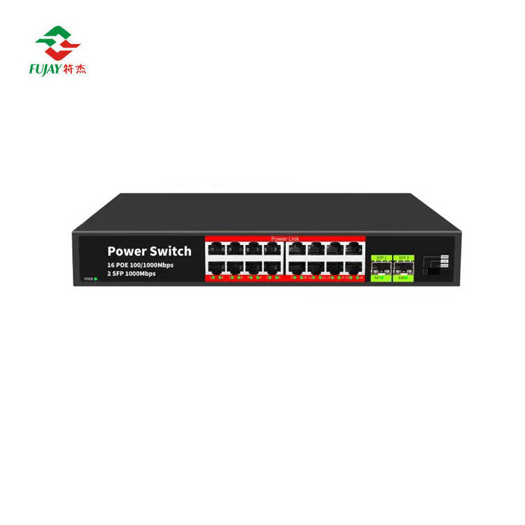 FU JIE Poe Switches 16 Port Poe + 2 Sfp Port 1000m Full Gigabit Unmanaged Network Switch Poe Switch For Ip Camera Cctv