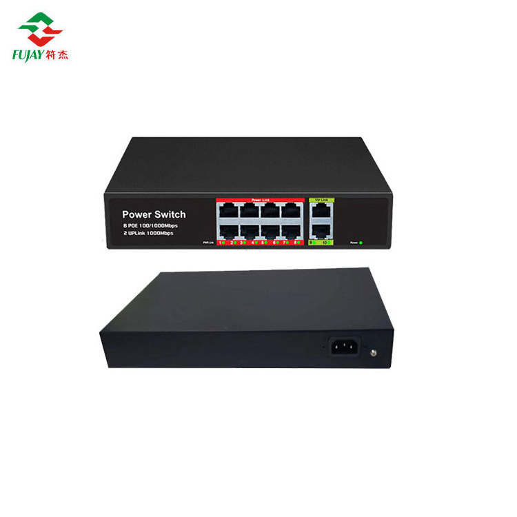 8 Port Poe + 2 Uplink Poe Switch 48v Extender 150meter 120w Big Power Ieee802.3af/at Standard Poe Network Switch