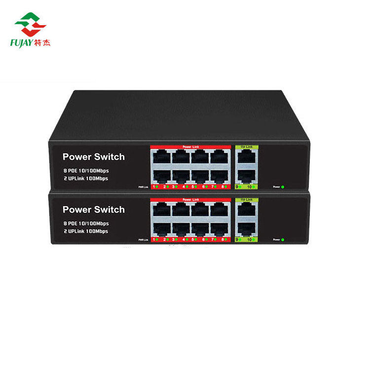 Hot products with competitive prices 100 Mbps 8+2 Port Poe Switch Network Switch 8Ports Support IEEE802 3af at