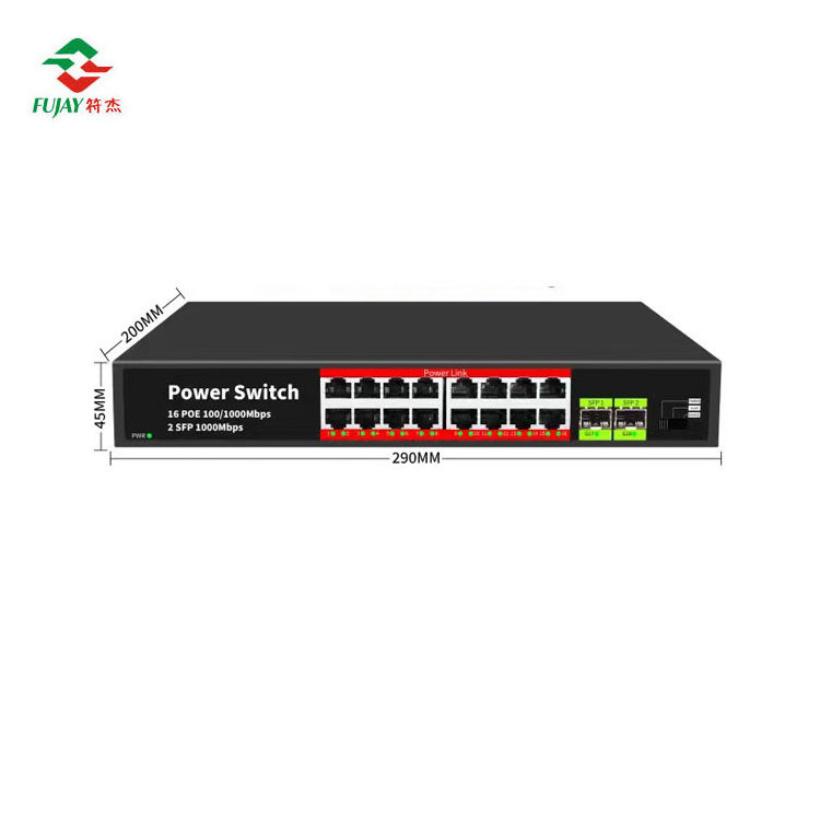 FU JIE Poe Switches 16 Port Poe + 2 Sfp Port 1000m Full Gigabit Unmanaged Network Switch Poe Switch For Ip Camera Cctv