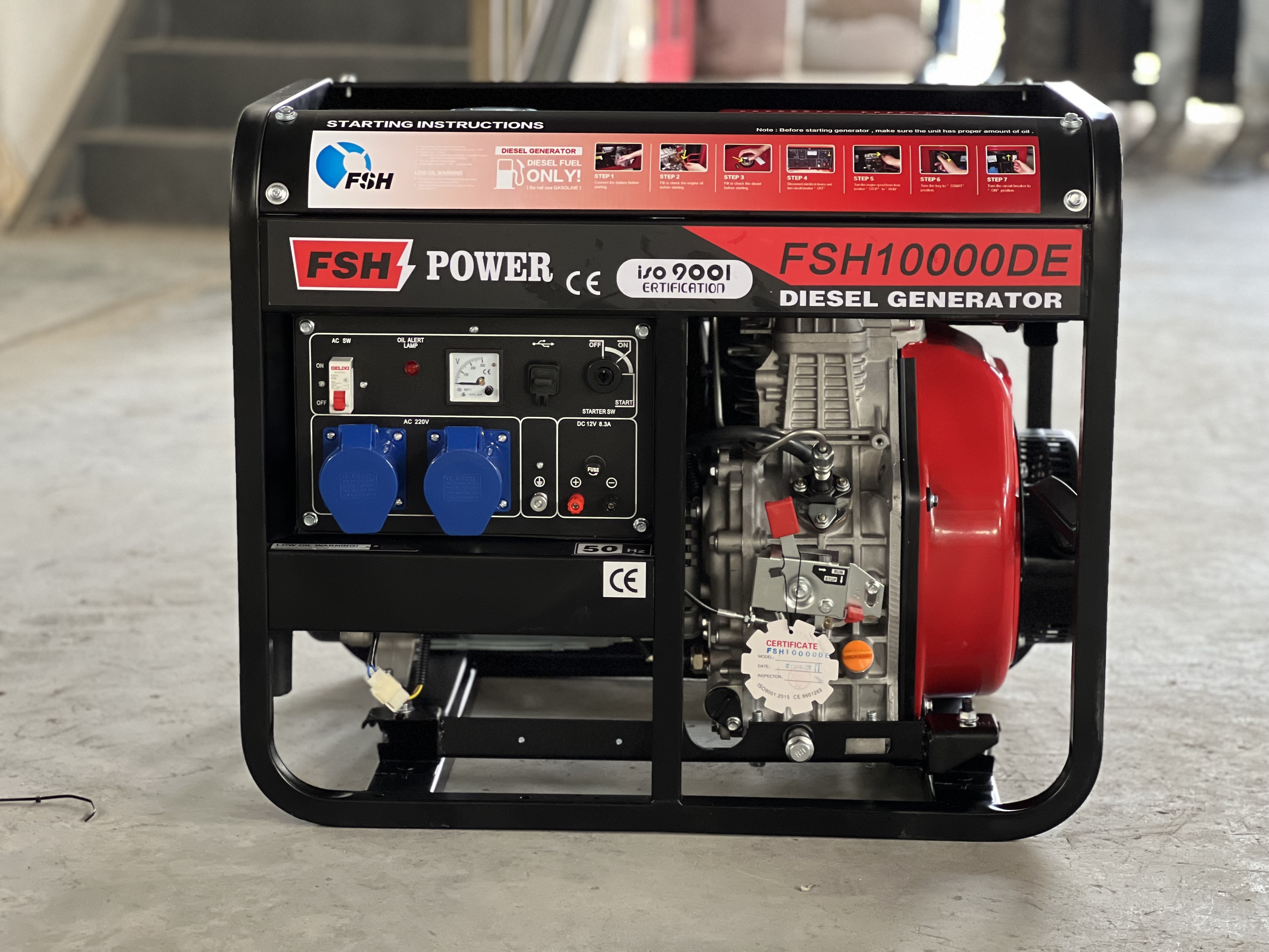 Air cooled portable generator station with engine 10kwsilent diesel generator for home use