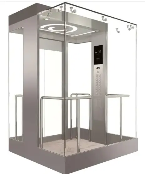 2.5m/s 1250KG Panoramic Glass Lift 360 Degree View Transparent Customized Hotel Elevator