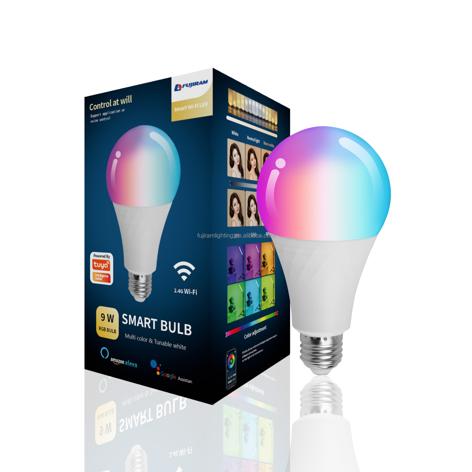 Fujiram CE CB tuya smart bulbs led wifi alexa smart light smart led light bulb wifi e27 12w smart wifi led bulb