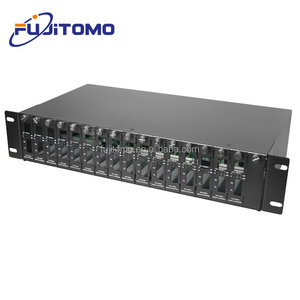 2u rack-mount  14 slots 14 ports 16 port 19 inch media converter chassis 2 power 16 slots managed media converter chassis