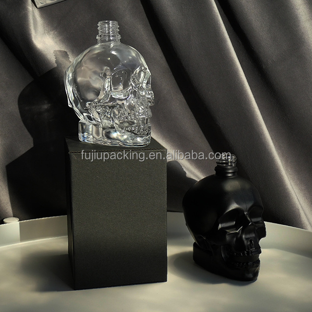 frosted black shaped skull glass dropper bottle spray perfume beard oil  juice liquid cranium glass bottle