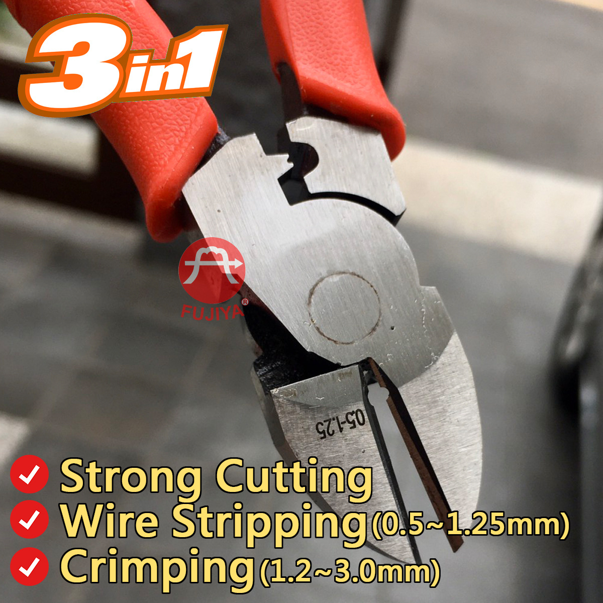 Cutting Crimping Stripping Diagonal Side Pliers l 63CR-M steel l TPR handle l Exceptional Strength and Durability l Serrated Jaw