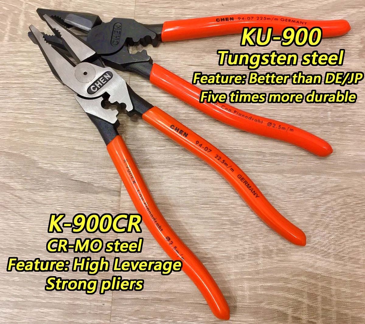 Taiwan Greatest Durable Combination Pliers with High Leverage l Precision machined serrated jaws l Polished surface l crimping