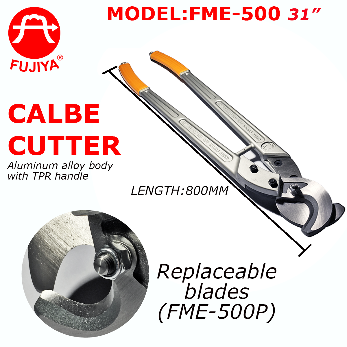 High Grade CR-MO Steel Wire Cable Cutter l Cr-Mo alloy steel l Aluminum alloy body with TPR comfort handle