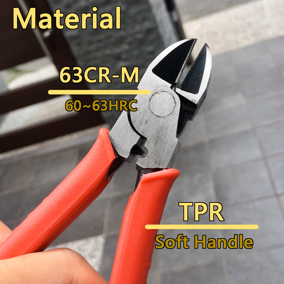 Cutting Crimping Stripping Diagonal Side Pliers l 63CR-M steel l TPR handle l Exceptional Strength and Durability l Serrated Jaw