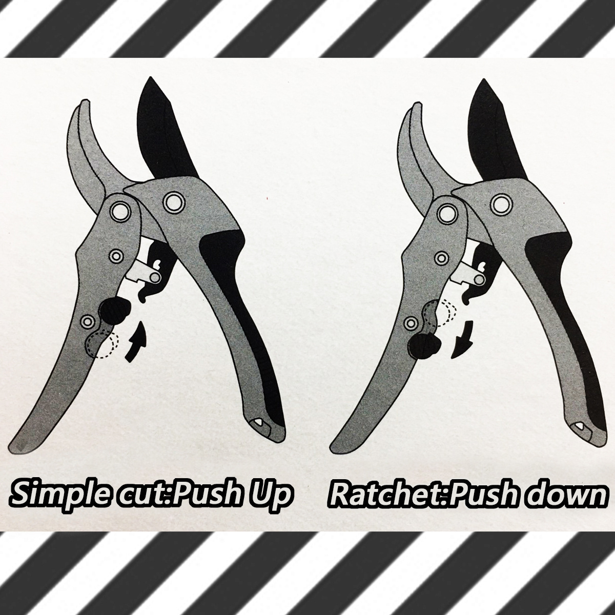 Taiwan 2 IN 1 Function PTFE Ratchet Pruning Shears l SK5 High Carbon Steel l PTFE non-stick treatment l one cut or ratchet