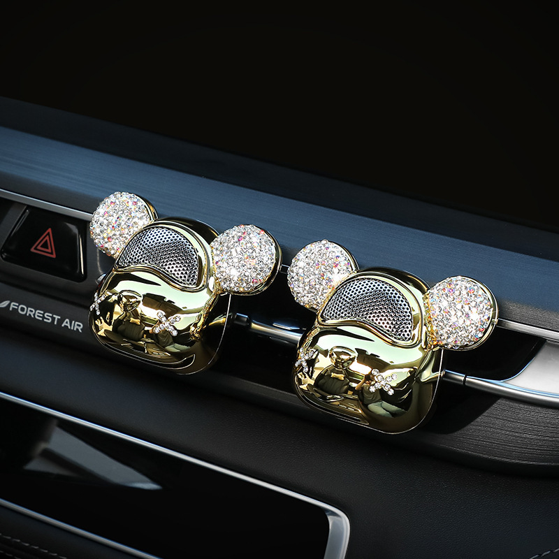 Bling Crown Bear Car Vent Air Freshener Ornaments Crystal Diamond Decoration Air Outlet Perfume Aromatherapy