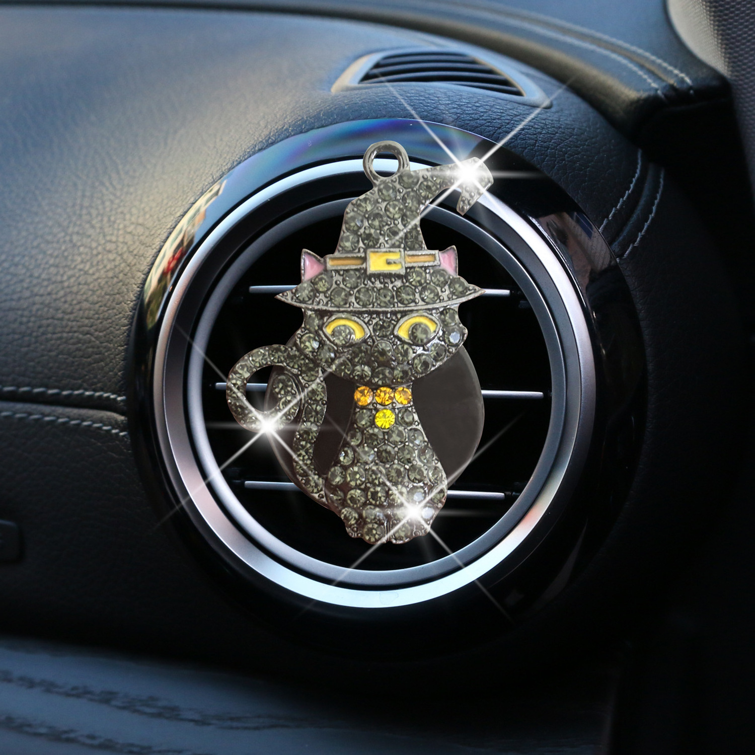 Car Air Freshener Halloween Cat Vent Perfume Cute Cat Gemstone Car Air Fresheners Vent Clips Cute Cartoon Decor Auto Accessories