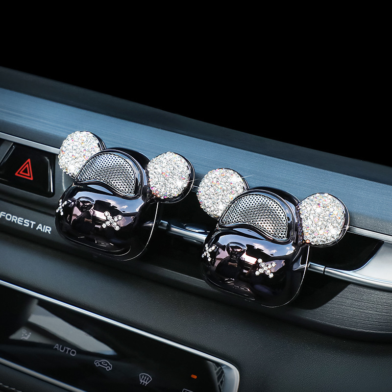 Bling Crown Bear Car Vent Air Freshener Ornaments Crystal Diamond Decoration Air Outlet Perfume Aromatherapy