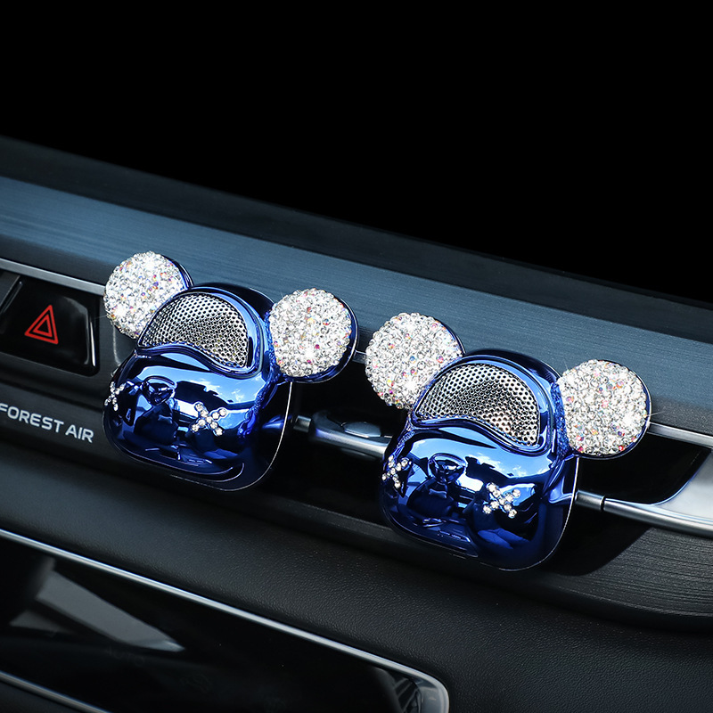 Bling Crown Bear Car Vent Air Freshener Ornaments Crystal Diamond Decoration Air Outlet Perfume Aromatherapy