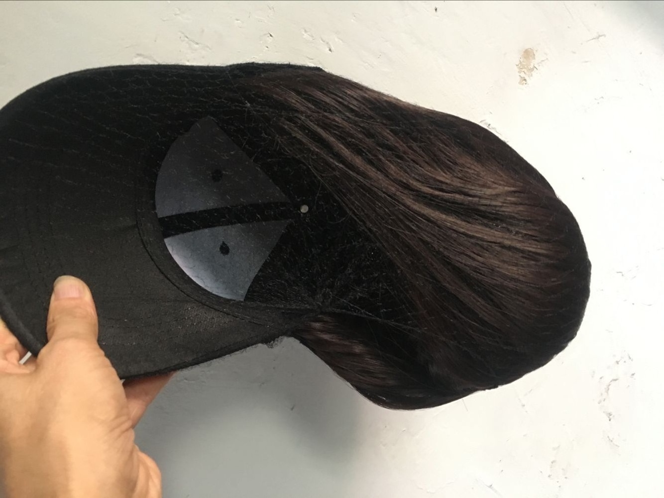 Factory New Black Mullet Hat brown Wig Baseball Cap with hair Adjustable Hook & Loop Closure