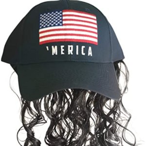 Factory New Black Mullet Hat brown Wig Baseball Cap with hair Adjustable Hook & Loop Closure