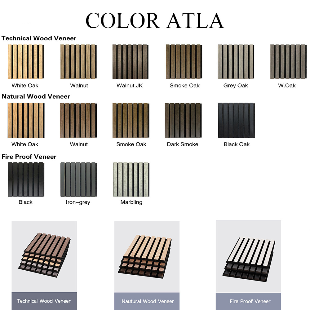 FOJU Wood Slatted Soundproof Wall Panels slat Interior Decoration Wooden Slat Acoustic Panels