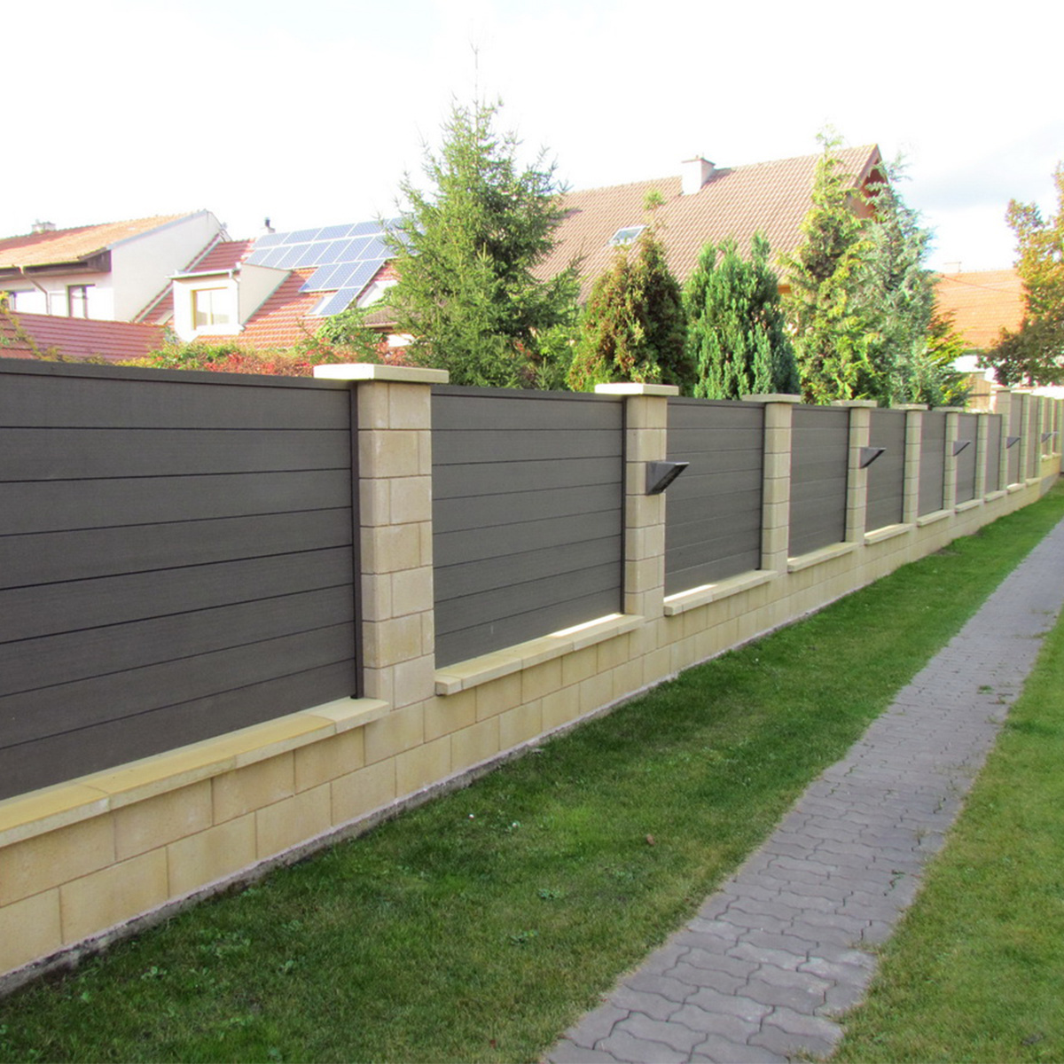 FOJU Cheap Wood Plastic Composite Wpc Garden Fence Panels Fences And Gates For Houses