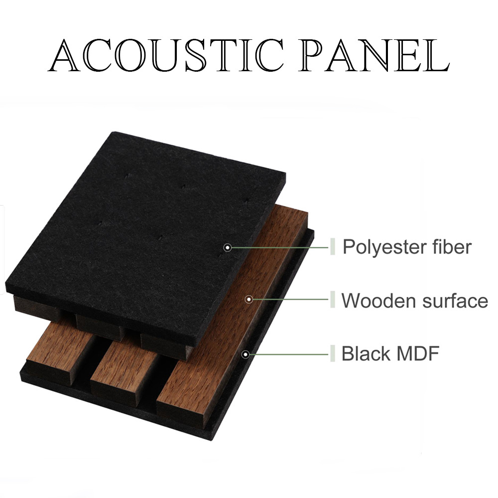 FOJU Wood Slatted Soundproof Wall Panels slat Interior Decoration Wooden Slat Acoustic Panels