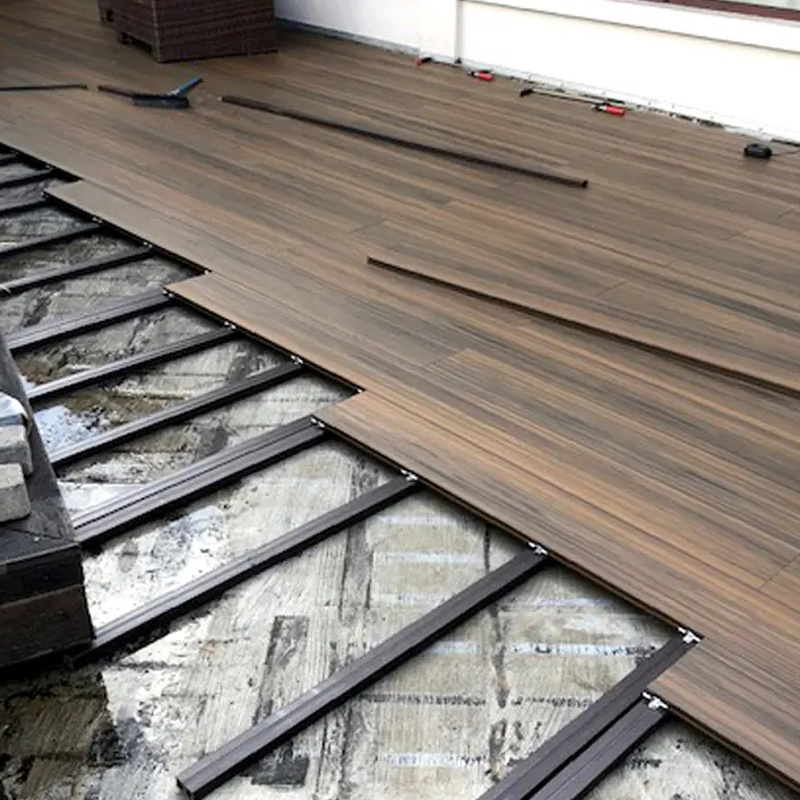 Waterproof Outdoor WPC Deck Tile Board Flooring Wood Plastic WPC Decking 3D Wood Grain Composite Decking