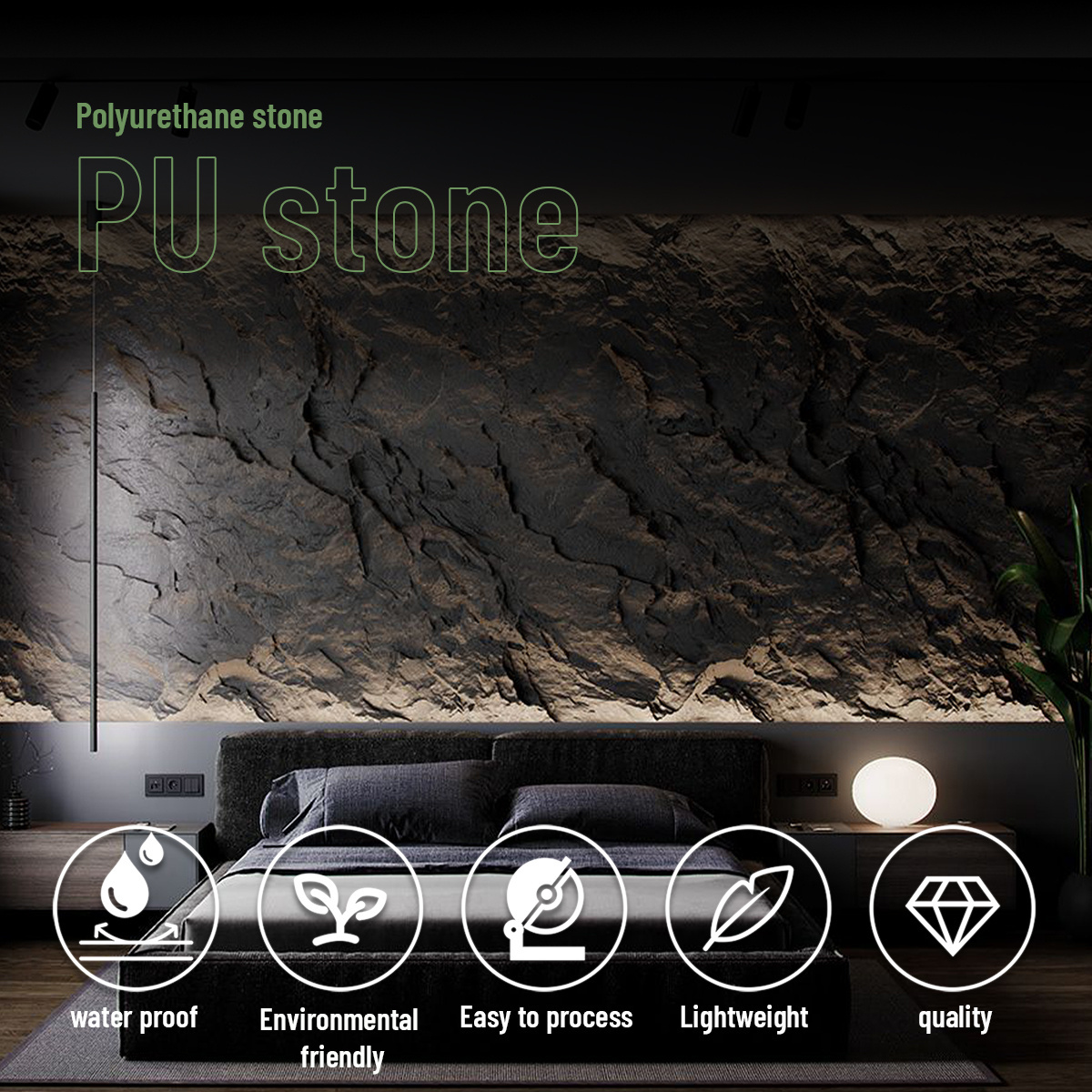 Foju Wholesale Interior Pu Stone Artificial Polyurethane Pu Faux Stone Wall Panel decorative panel for wall