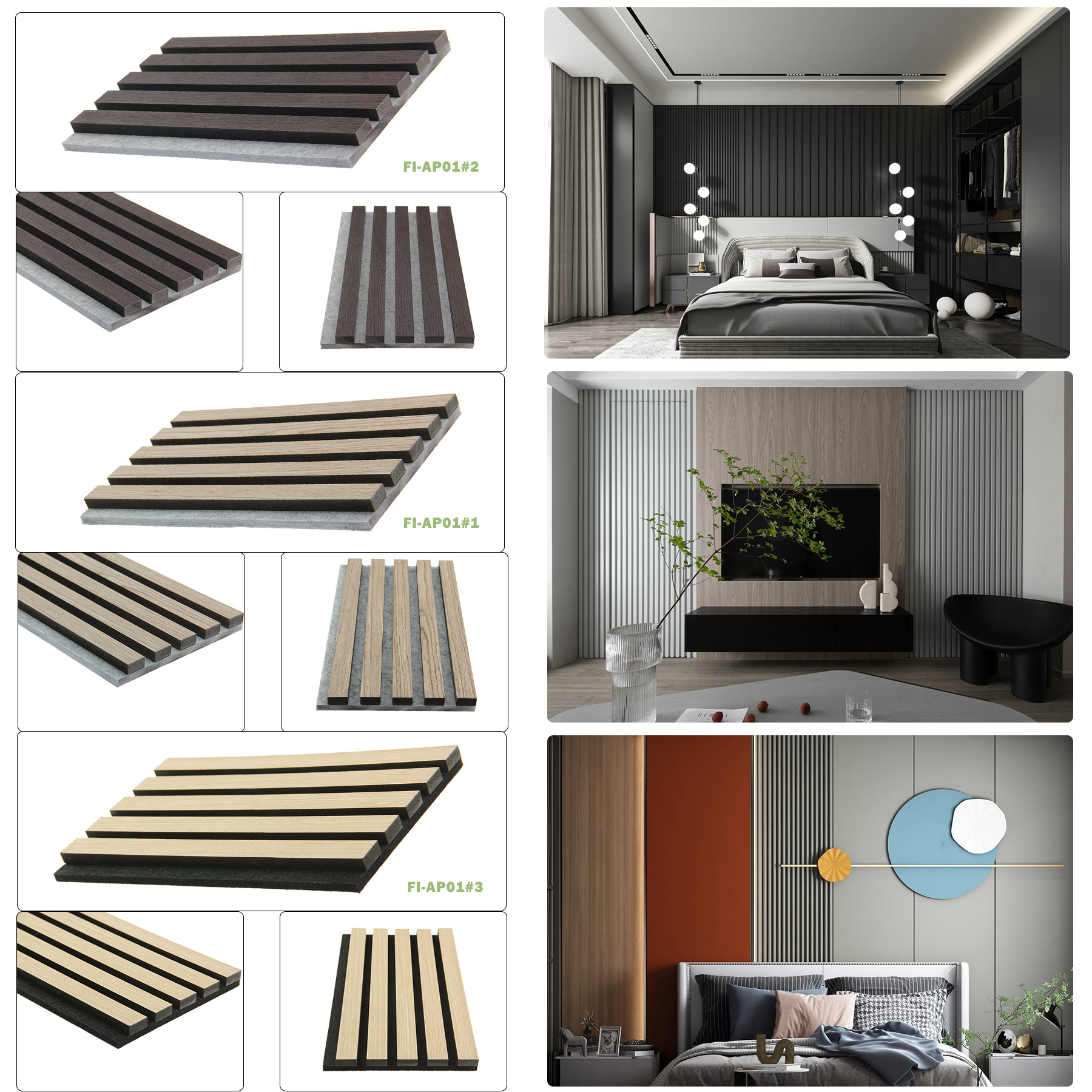 FOJU Acoustic Panel Diffusion Wall Soundproofing Slat Wooden Fiber Acoustic Panels Sound Proof Acoustic Slat Wood Panels