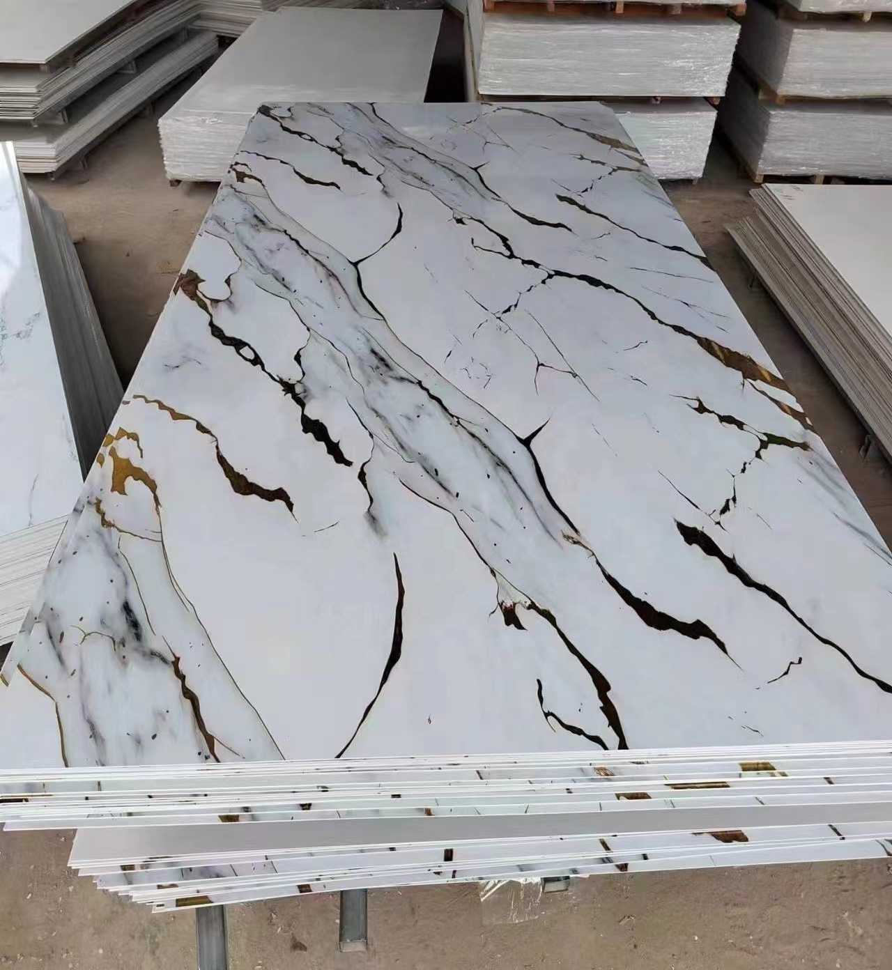 PVC Plastic Materials UV Marble Slate Carbon Rock Wall Panel / Board / Sheet