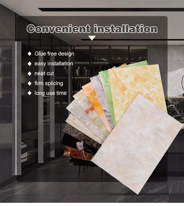Interior decorative high glossy pvc plastic marble 3D UV marble sheet ...