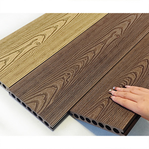 FOJU Wpc Decking Teak Wood Flooring Wood Plastic Composite Wood 3D Grain Deck Outdoor Garden Flooring Embossed