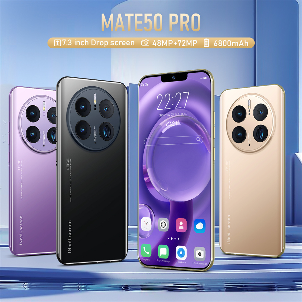 mate50 Pro 7.3 Inch HD P50 Pro+ with Face ID 4G Quad Core Ram 16GB ROM 512GB mobile phones Android 13 Mobile Phone