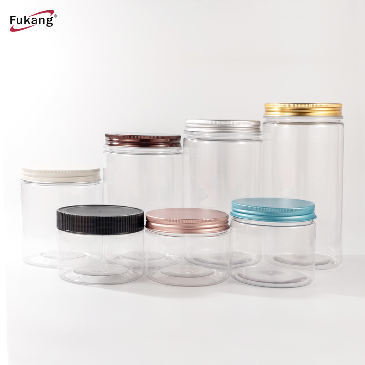 china supplier 100ml 200ml 300ml 400ml 500ml empty clear plastic candy cookie foods storage jar, Hemp plastic jars