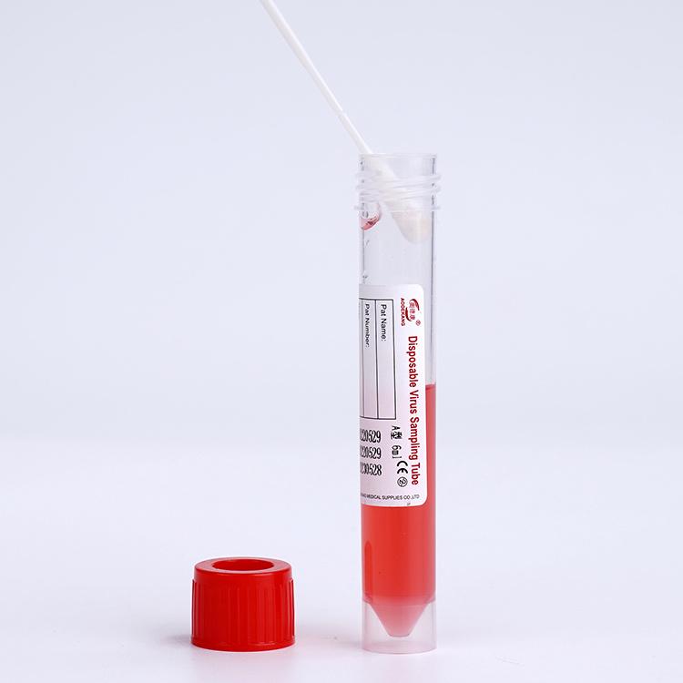 Disposable Virus Sampling Kit With Flocked Swab, Virus Transport Media Production, PCR Test Kit de prueba VTM