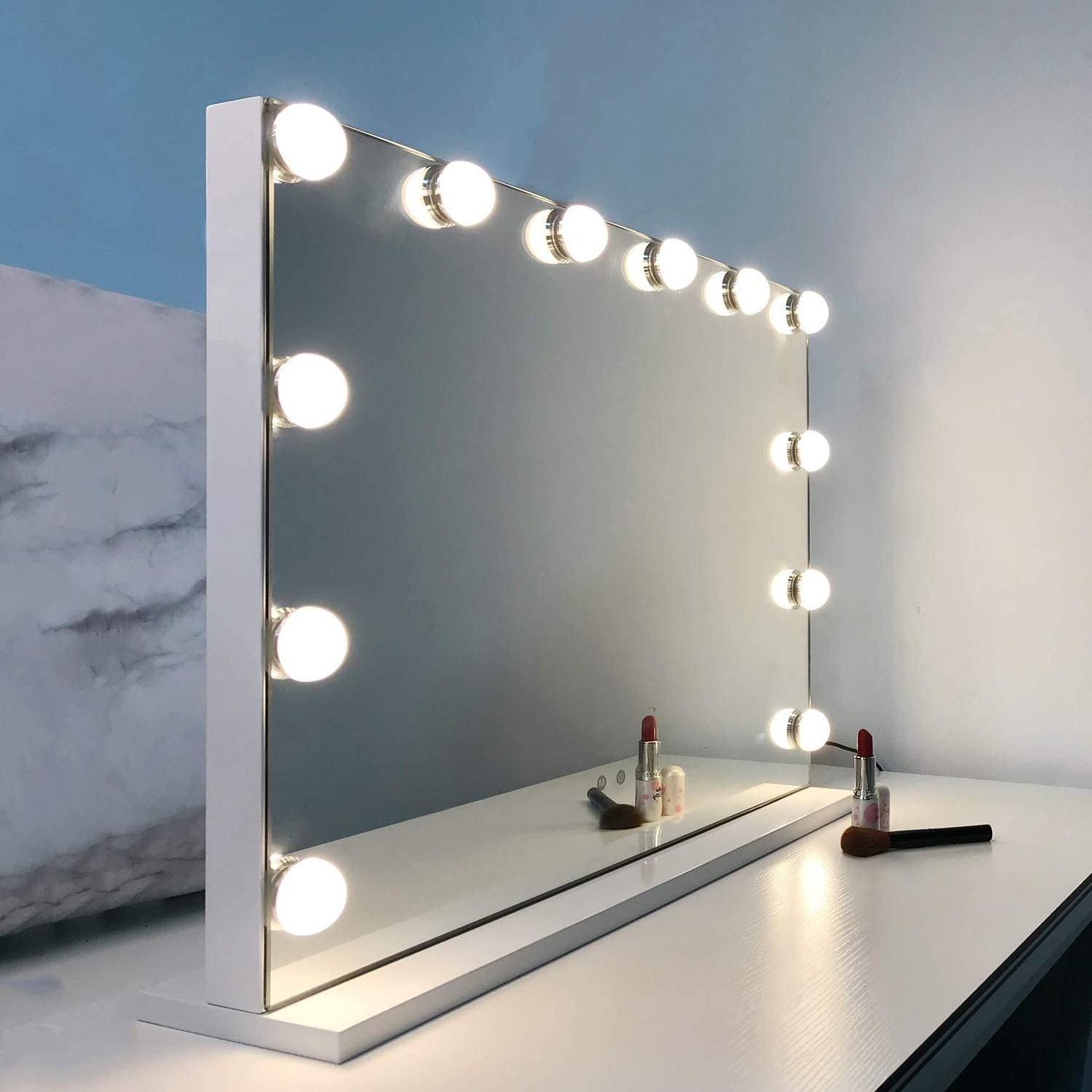 Amazon Mirror Hollywood bathroom Lighted Standing LED Cosmetic Mirror Wall Mounted Bulbs Makeup Vanity Hollywood Mirror