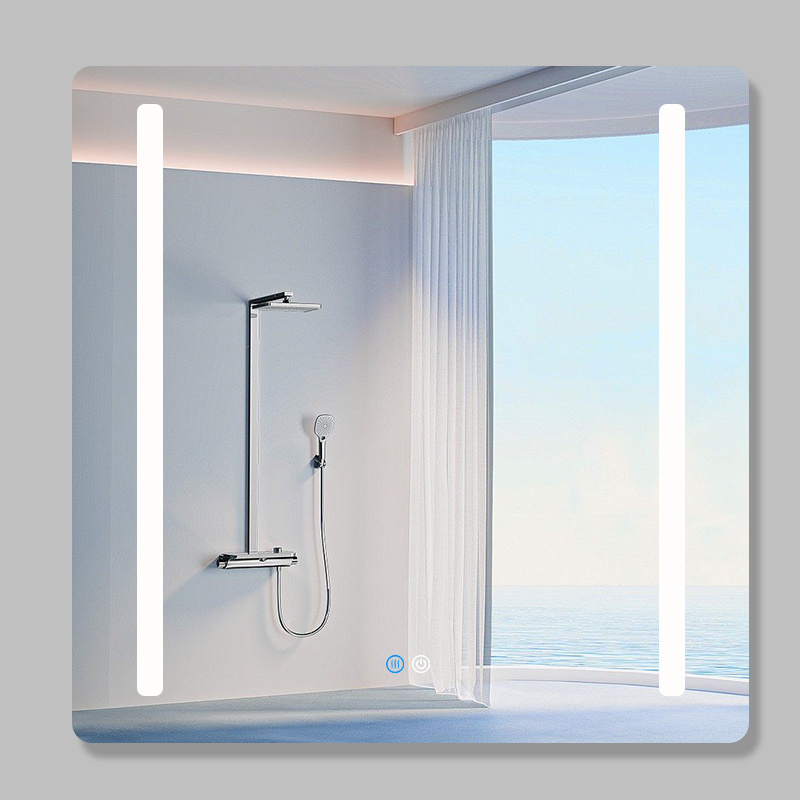 Fullkenlight anti-fog battery operated bathroom mirror frameless bathroom mirror with front light