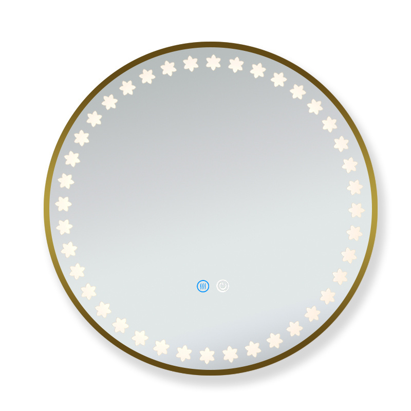 Fullkenlight battery operated bathroom mirror gold framed led bathroom mirrors with light for vanity