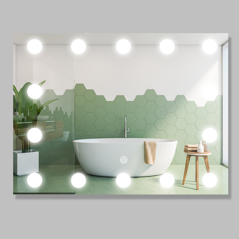 Fullkenlight hotel bathroom wash basin mirror bulb anti fog small touch screen mirror for bathroom