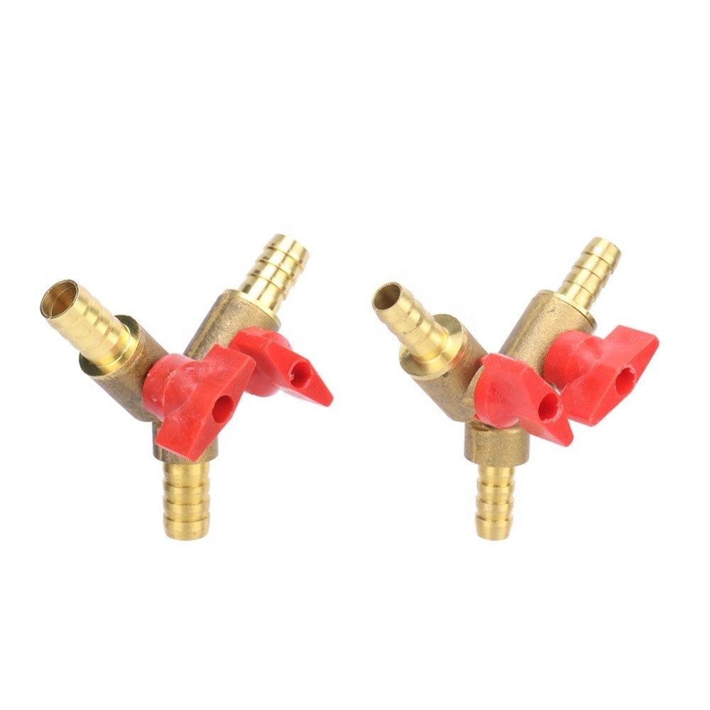 8mm 10mm Barb Y Shape Connector Brass Hose Splitter Gas Water Pipe Water Heater Control Ball Valve