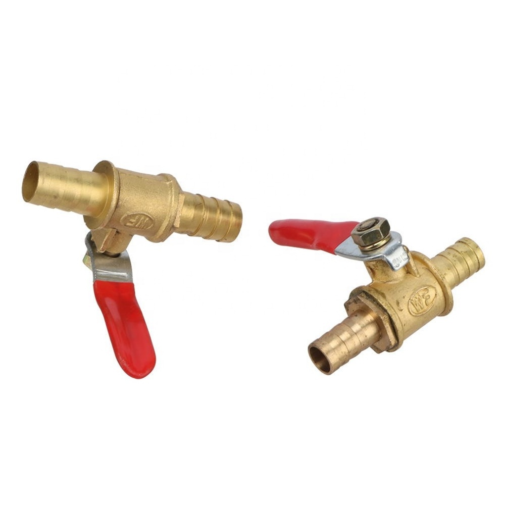 8mm 10mm Hose Barbed Inline Brass Water Oil Air Gas Straight Shutoff Ball Valve Pipe Fittings Valve