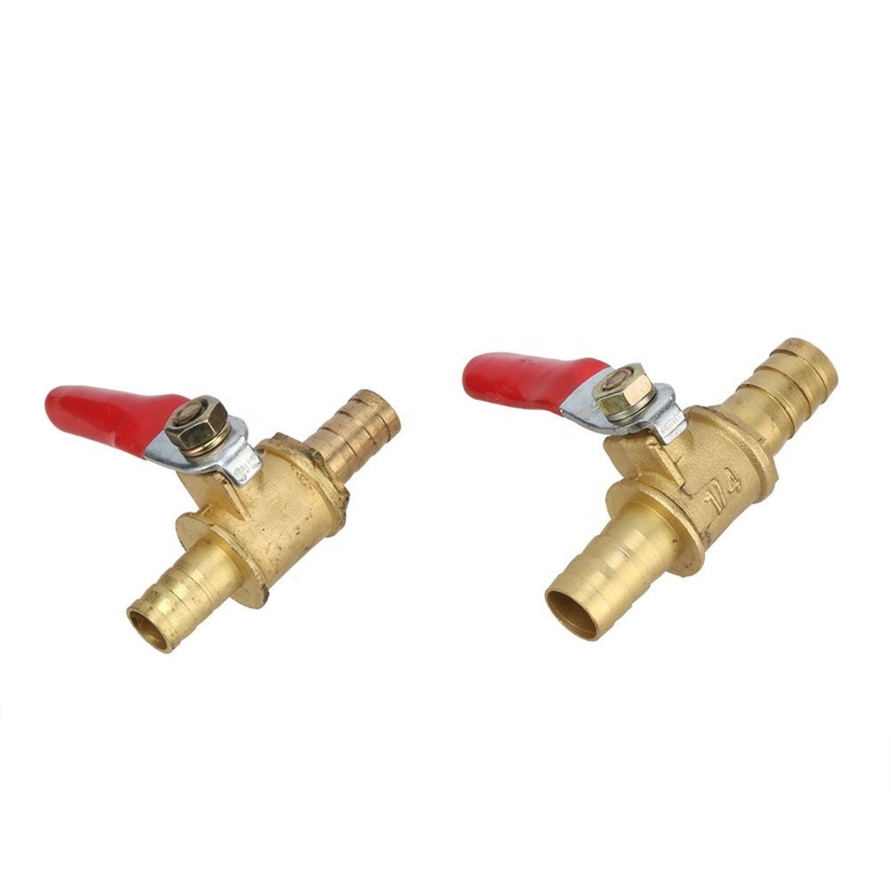 8mm 10mm Hose Barbed Inline Brass Water Oil Air Gas Straight Shutoff Ball Valve Pipe Fittings Valve