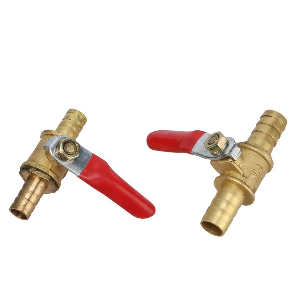 8mm 10mm Hose Barbed Inline Brass Water Oil Air Gas Straight Shutoff Ball Valve Pipe Fittings Valve