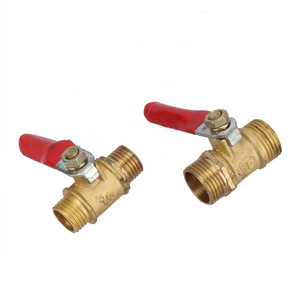 Brass Ball Valve 1/4" 3/8" Male to Male BSP Thread with Red Lever Handle Connector Joint Pipe Fitting Coupling Adapter