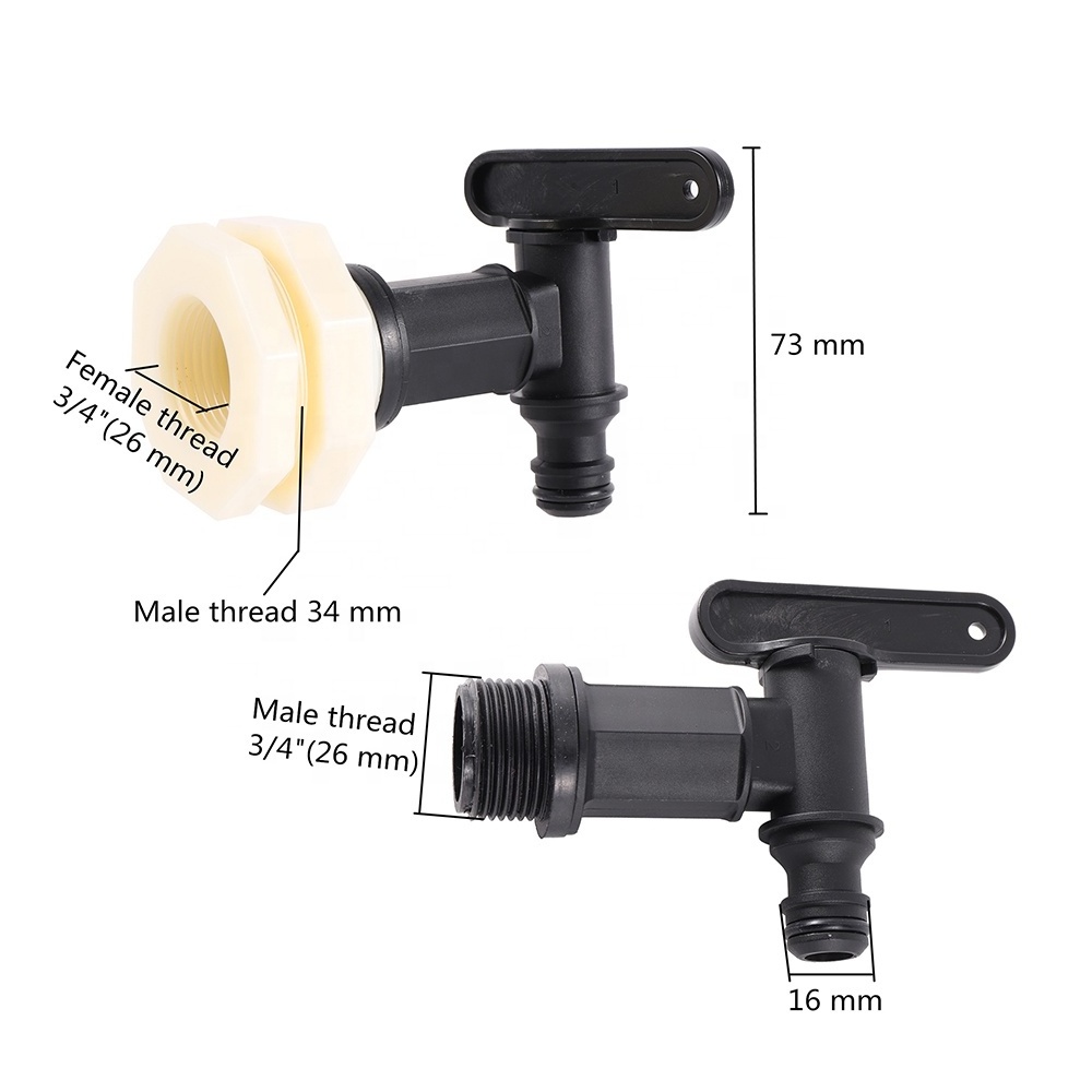 3/4 Inch Thread Plastic IBC Tank Tap Faucet Adapter Garden Irrigation Hose Connector Replacement Water Valve